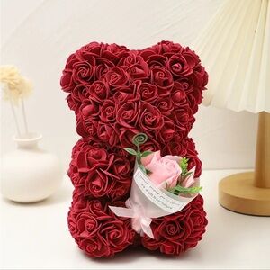 Red Rose Teddy Bear with Pink Accent